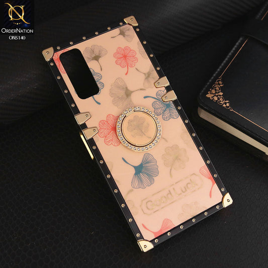 Vivo Y20s Cover - Rose Gold - Trendy Style Good Luck Floral Square Trunk Soft Case With Holder