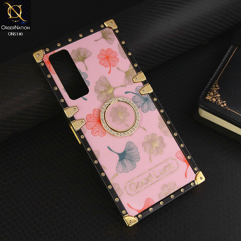 Vivo Y51a Cover - Pink - Trendy Style Good Luck Floral Square Trunk Soft Case With Holder