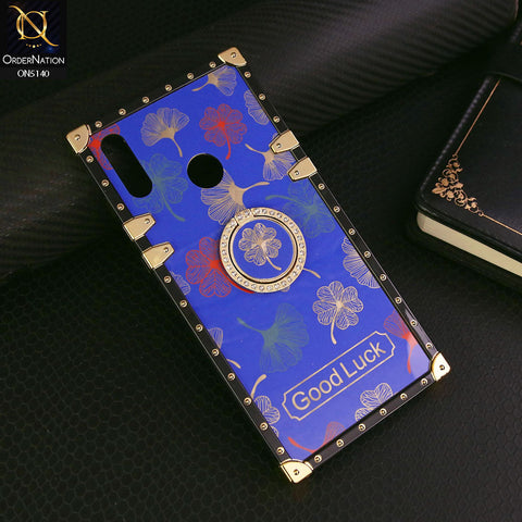 Huawei Y7 Prime 2019 / Y7 2019 / Y7 Pro 2019 Cover - Blue - Trendy Style Good Luck Floral Square Trunk Soft Case With Holder