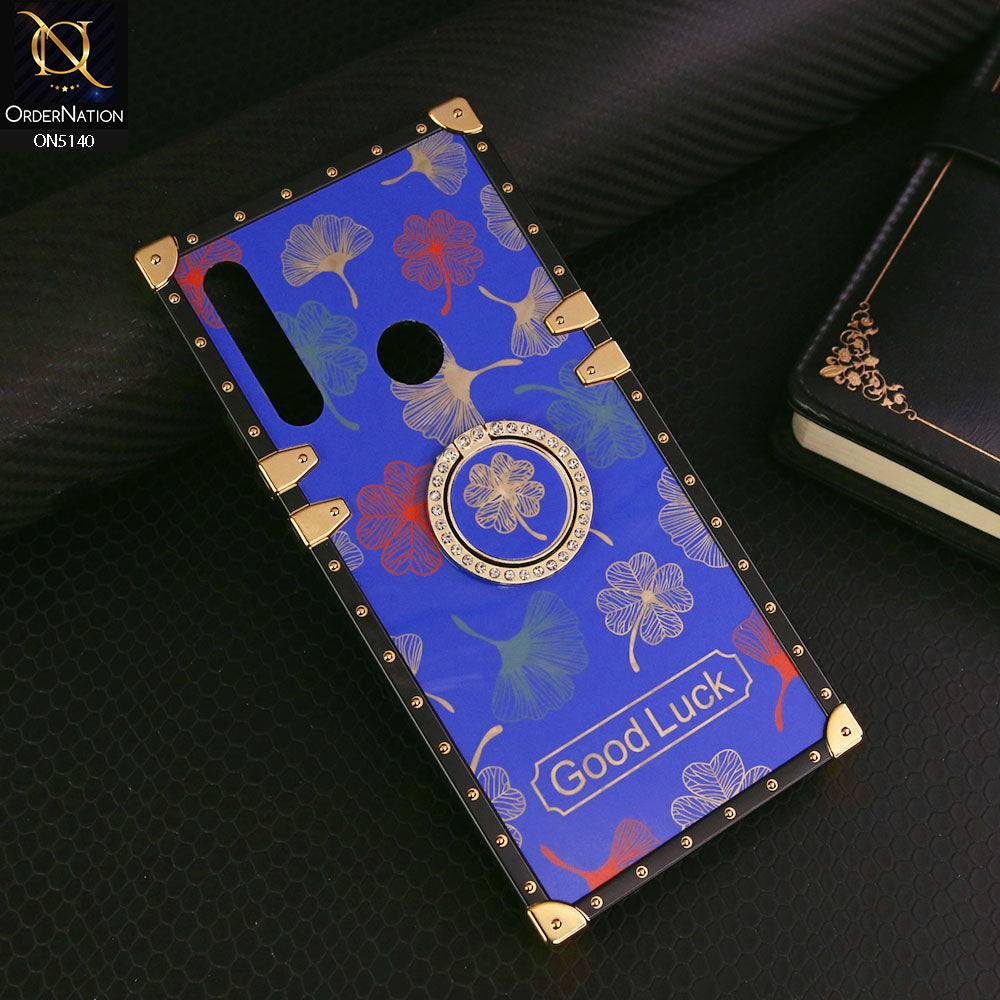 Honor 9X Cover - Blue - Trendy Style Good Luck Floral Square Trunk Soft Case With Holder