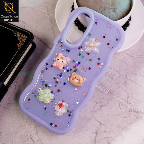 Vivo Y17s Cover - Lilac - Cute Cartoon Glitrty Helix Soft Borders Candy Colors Soft Protective Case (Glitter Does Not Move )