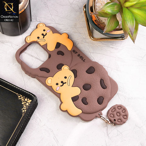 iPhone 13 Pro Max Cover - Brown - 3D Cartoon Kawaii Cookie Soft Silicon Case