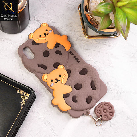 iPhone XS / X Cover - Brown - 3D Cartoon Kawaii Cookie Soft Silicon Case