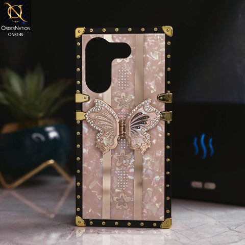 Tecno Camon 20 Pro - Rose Gold - Luxury Shiny Rhinestone Butterfly Electroplated Square Trunk Soft Case