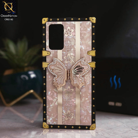 Samsung Galaxy A32 - Rose Gold - Luxury Shiny Rhinestone Butterfly Electroplated Square Trunk Soft Case