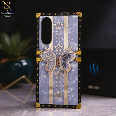 Vivo Y17s - lilac - Luxury Shiny Rhinestone Butterfly Electroplated Square Trunk Soft Case