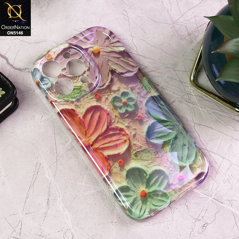 iPhone 13 Pro Max Cover - Design 1 - Luxury Glossy Gradient Shine Floral Series Shockproof Airbags Borders Soft Case With Camera Protection