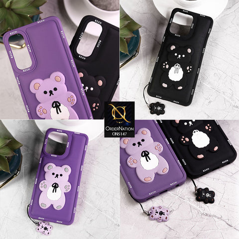 OppoA18 Cover - Purple - Design1 - 3D Cute Rich Kawaii Cartoon Soft Silicone Protective Case with Keychain