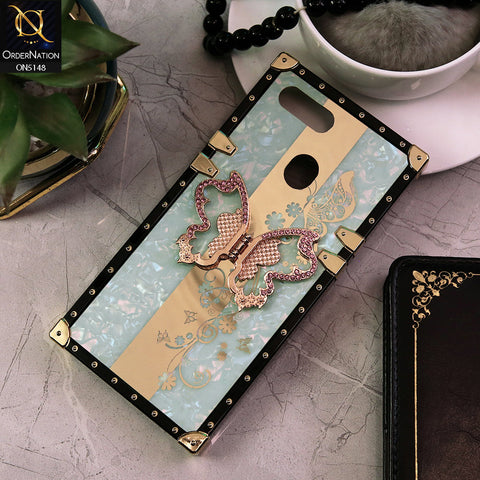 Oppo A11k Cover - Aqua -  Luxury Shiny Rhinestone Butterfly Electroplated Square Trunk Soft Case