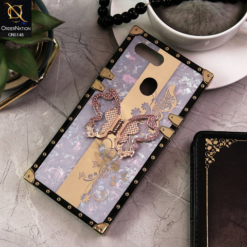 Oppo A5s Cover - Lilac -  Luxury Shiny Rhinestone Butterfly Electroplated Square Trunk Soft Case