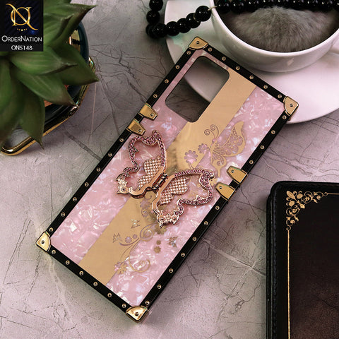 Oppo K10 Cover - Pink -  Luxury Shiny Rhinestone Butterfly Electroplated Square Trunk Soft Case