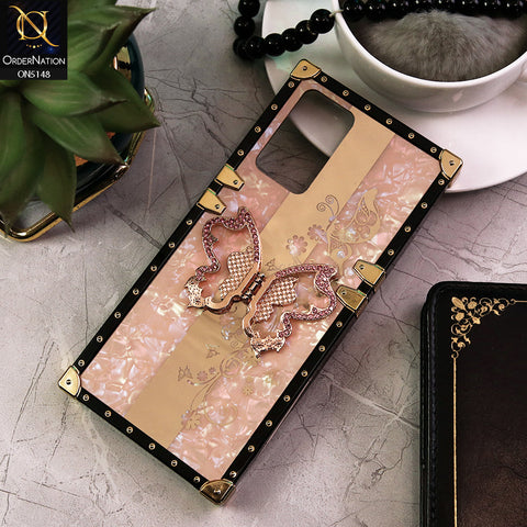 Realme 9i Cover - Rose Gold -  Luxury Shiny Rhinestone Butterfly Electroplated Square Trunk Soft Case