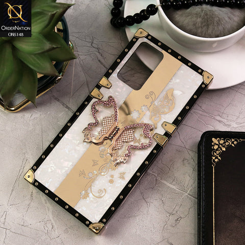 Oppo A36 Cover - White -  Luxury Shiny Rhinestone Butterfly Electroplated Square Trunk Soft Case