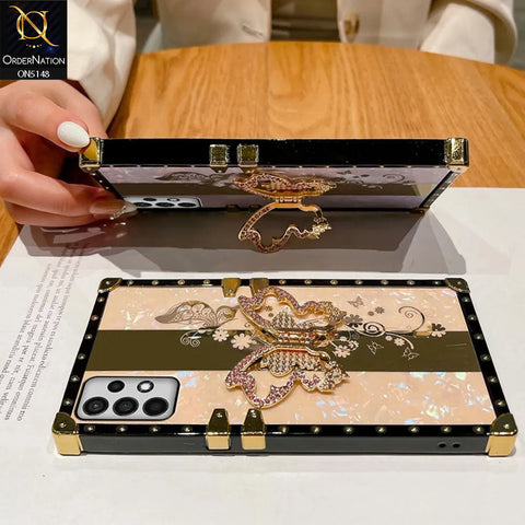 Oppo Reno 7 4G Cover - Rose Gold -  Luxury Shiny Rhinestone Butterfly Electroplated Square Trunk Soft Case