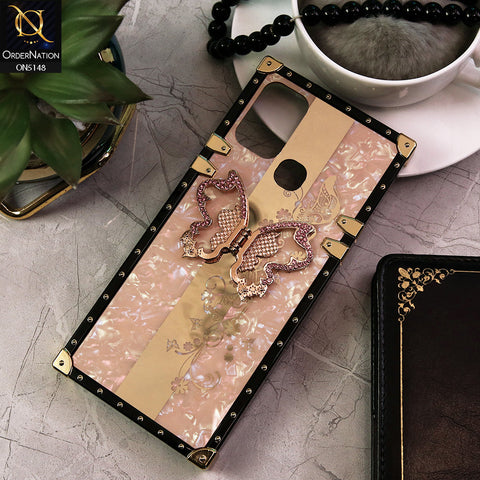 Infinix Hot 10 Play Cover - Rose Gold -  Luxury Shiny Rhinestone Butterfly Electroplated Square Trunk Soft Case