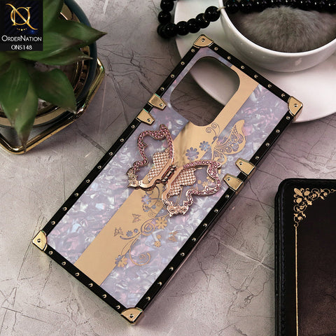 Infinix Hot 30 Play Cover - Lilac -  Luxury Shiny Rhinestone Butterfly Electroplated Square Trunk Soft Case