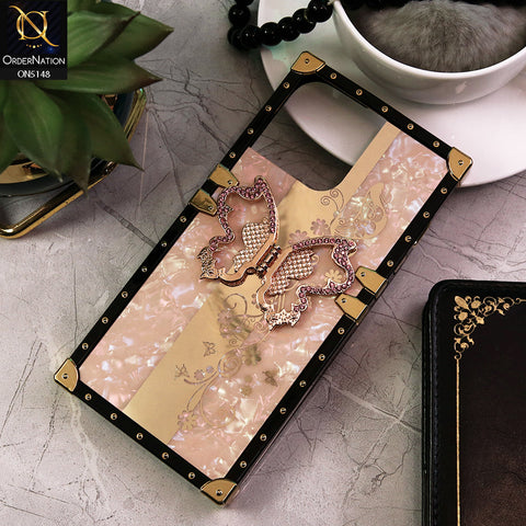 iPhone 13 Pro Max Cover - Rose Gold -  Luxury Shiny Rhinestone Butterfly Electroplated Square Trunk Soft Case