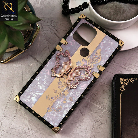 Xiaomi Poco C50 Cover - Lilac -  Luxury Shiny Rhinestone Butterfly Electroplated Square Trunk Soft Case