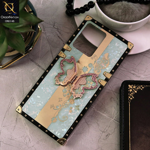 Xiaomi Redmi Note 12 Cover - Aqua -  Luxury Shiny Rhinestone Butterfly Electroplated Square Trunk Soft Case