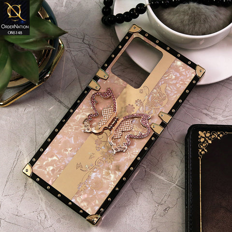 Xiaomi Redmi Note 12 Cover - Rose Gold -  Luxury Shiny Rhinestone Butterfly Electroplated Square Trunk Soft Case