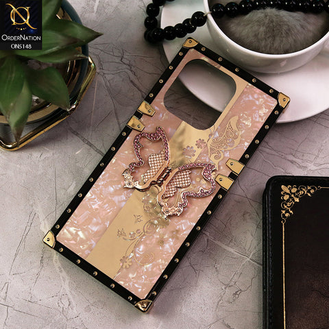 Xiaomi Redmi Note 13 Cover - Rose Gold -  Luxury Shiny Rhinestone Butterfly Electroplated Square Trunk Soft Case