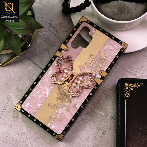 Samsung Galaxy A32 Cover - Pink -  Luxury Shiny Rhinestone Butterfly Electroplated Square Trunk Soft Case