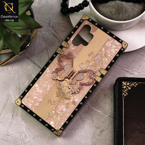 Samsung Galaxy A32 Cover - Rose Gold -  Luxury Shiny Rhinestone Butterfly Electroplated Square Trunk Soft Case