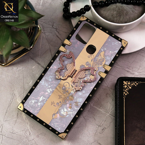 Infinix Smart 5 Cover - Lilac -  Luxury Shiny Rhinestone Butterfly Electroplated Square Trunk Soft Case