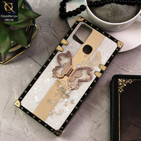 Infinix Smart 5 Cover - White -  Luxury Shiny Rhinestone Butterfly Electroplated Square Trunk Soft Case