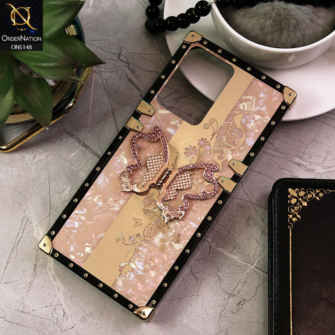 Vivo Y02T   Cover - Rose Gold -  Luxury Shiny Rhinestone Butterfly Electroplated Square Trunk Soft Case