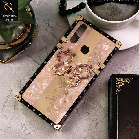 Vivo Y12 Cover - Rose Gold -  Luxury Shiny Rhinestone Butterfly Electroplated Square Trunk Soft Case