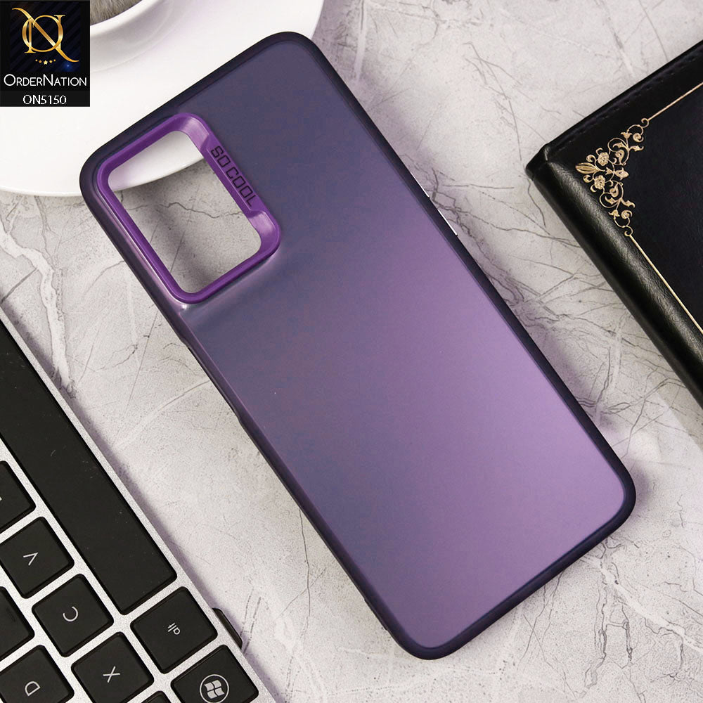 Oppo A76 Cover - Purple - New Matte Color Gradient Shine Series Soft Borders Protective Case