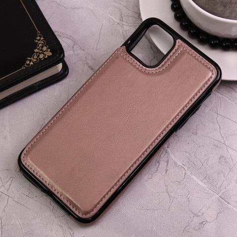 iPhone 11 Pro Max Cover - Pink - Luxury PU Leather Card Holder Wallet Soft Case