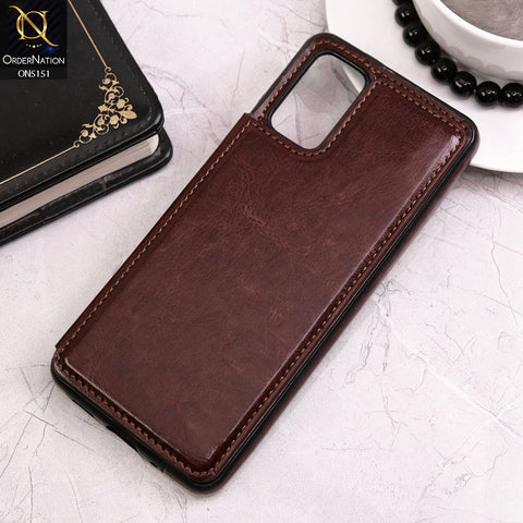 Samsung Galaxy S20 Cover - Brown - Luxury PU Leather Card Holder Wallet Soft Case