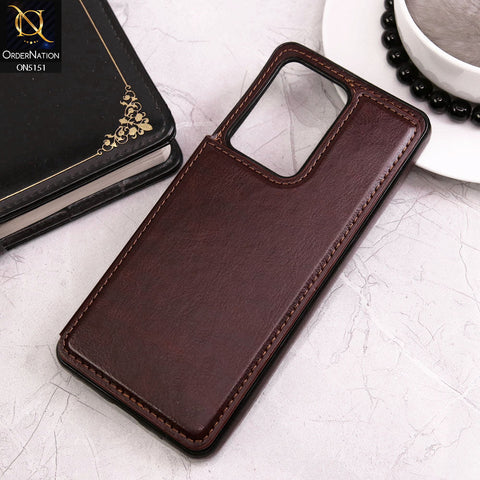 Samsung Galaxy S20 Ultra Cover - Brown - Luxury PU Leather Card Holder Wallet Soft Case