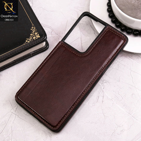 Samsung Galaxy S21 Ultra 5G Cover - Brown - Luxury PU Leather Card Holder Wallet Soft Case