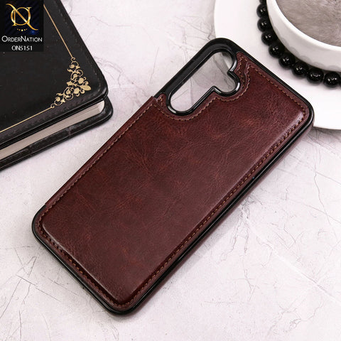 Samsung Galaxy S23 FE Cover - Brown - Luxury PU Leather Card Holder Wallet Soft Case