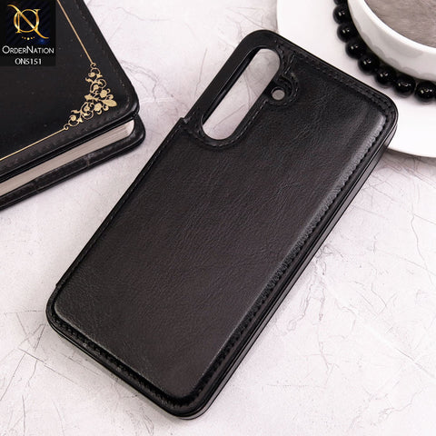 Samsung Galaxy S24 Cover - Black - Luxury PU Leather Card Holder Wallet Soft Case