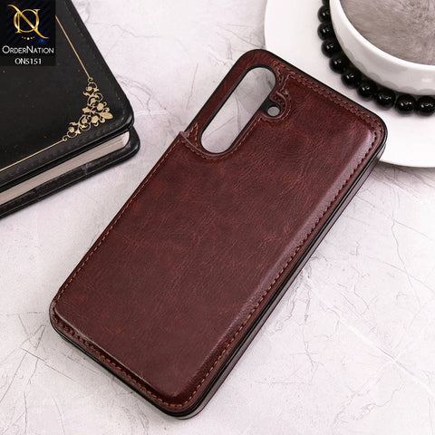 Samsung Galaxy S24 Cover - Brown - Luxury PU Leather Card Holder Wallet Soft Case