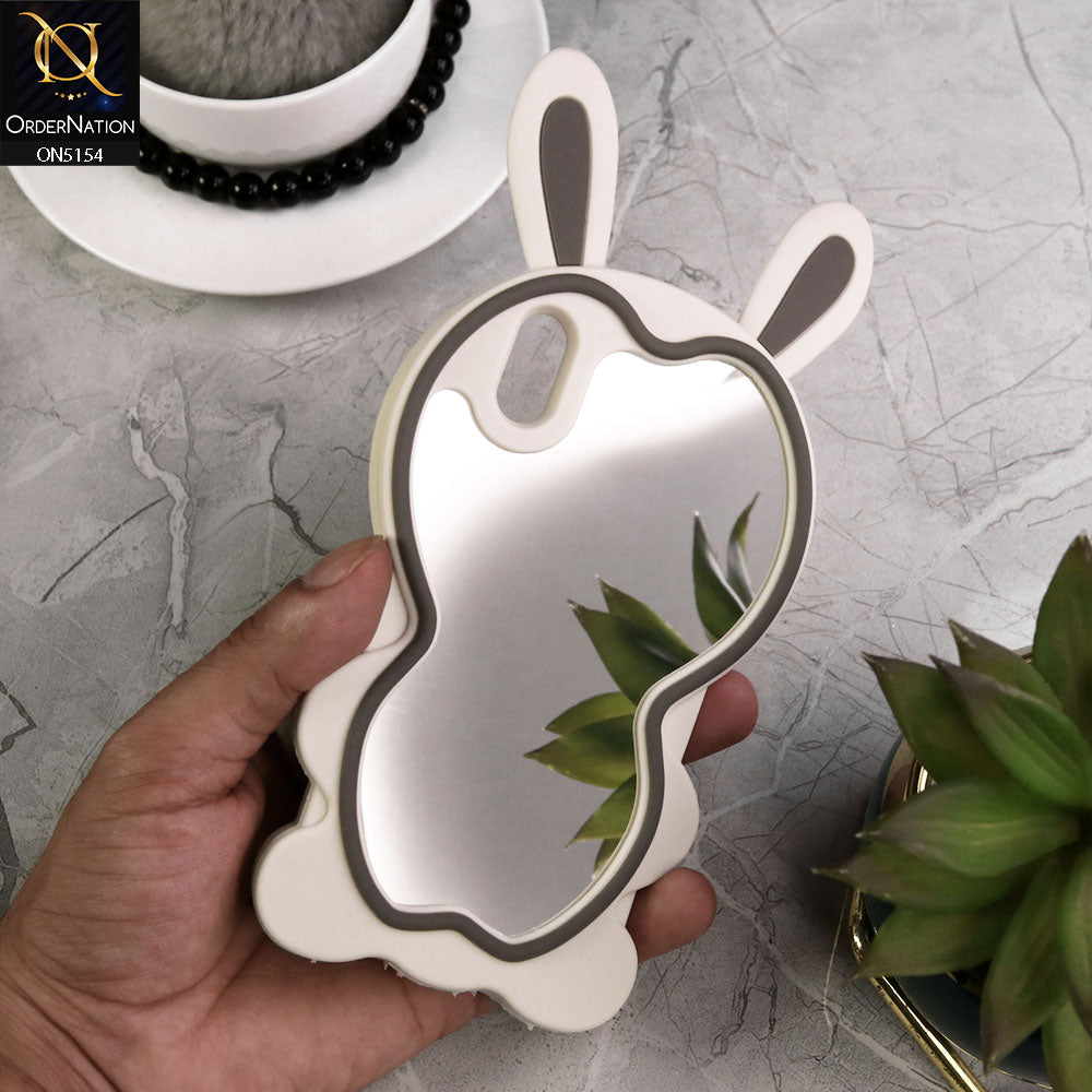 iPhone XS / X Cover - Gray - 3D Cute Cartoon Long Ears Make Up Mirror Soft Silicone Shockproof Case