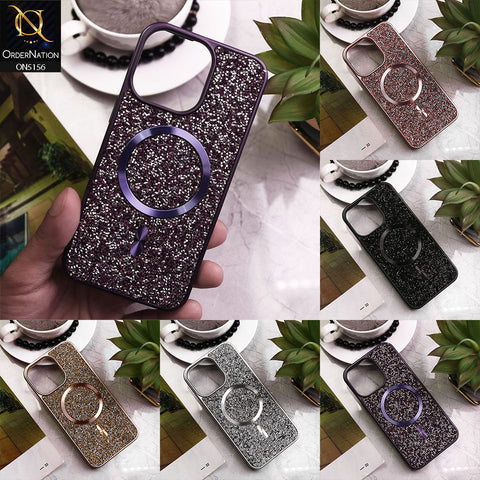 iPhone 12 Pro Max Cover - Golden - New Trendy Bling Rhinestones Magsafe Protective Stylish Soft Case