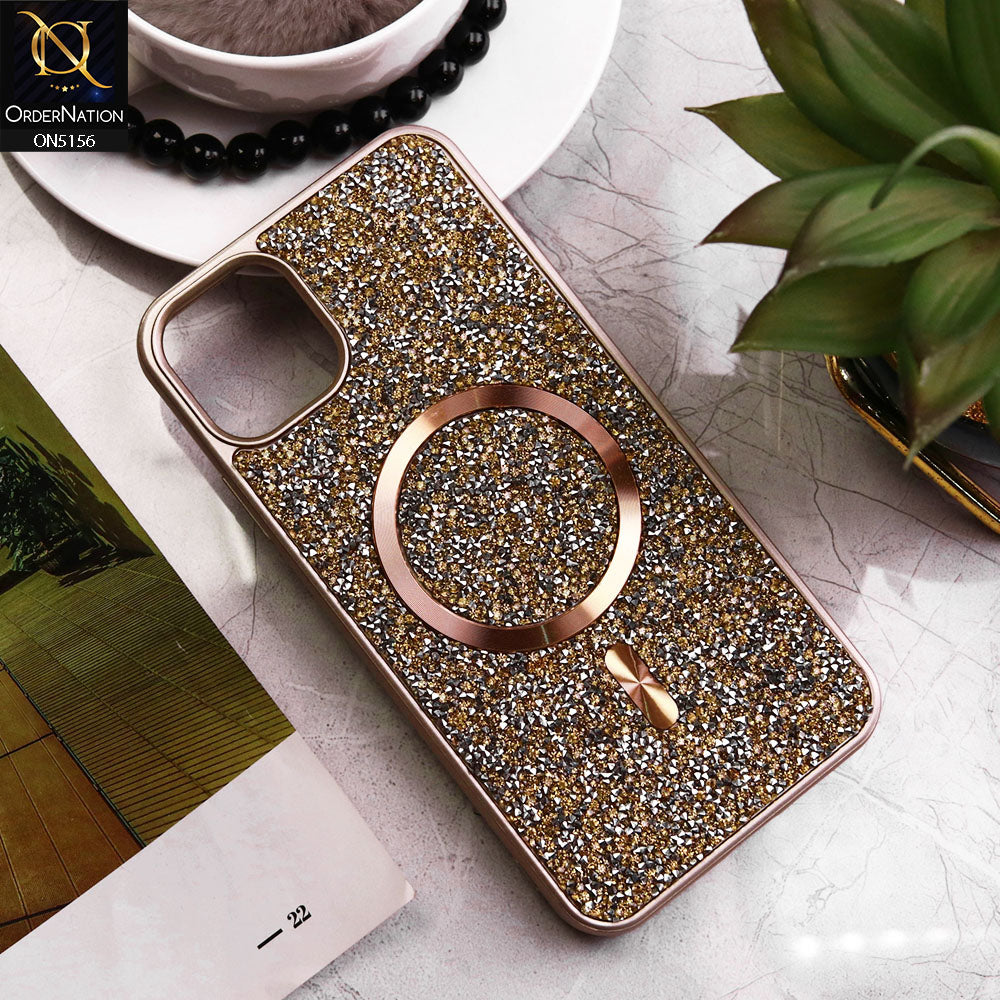 iPhone 11 Pro Max Cover - Golden - New Trendy Bling Rhinestones Magsafe Protective Stylish Soft Case