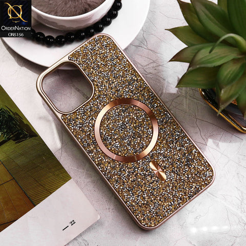 iPhone 12 Pro Max Cover - Golden - New Trendy Bling Rhinestones Magsafe Protective Stylish Soft Case