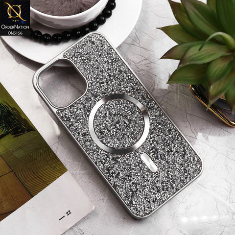 iPhone 12 Pro Max Cover - Silver - New Trendy Bling Rhinestones Magsafe Protective Stylish Soft Case