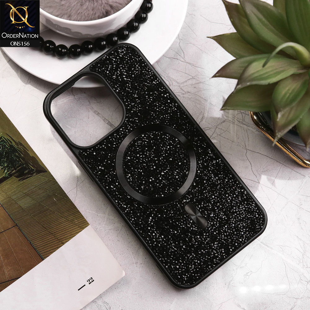 iPhone 13 Pro Max Cover - Black - New Trendy Bling Rhinestones Magsafe Protective Stylish Soft Case