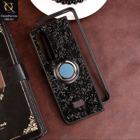 Samsung Galaxy Z Fold 3 5G Cover - Black - Luxury Bling Rhinestones Diamond with Bracket Ring Holde Soft TPU Shiny Glitter Case