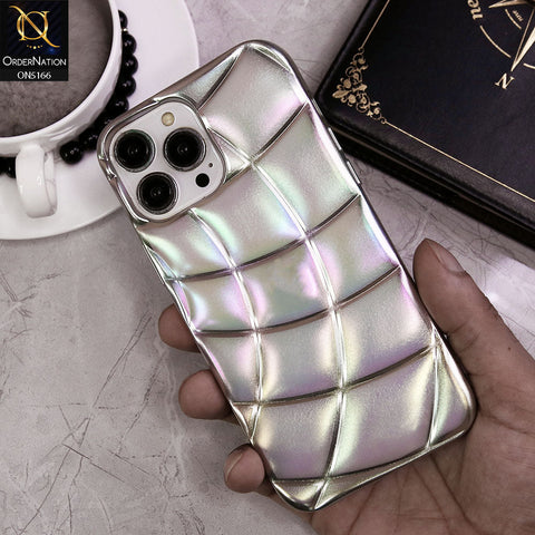 iPhone 15 Pro Max Cover - Silver - 3D Holographic Puffer Style Soft Case