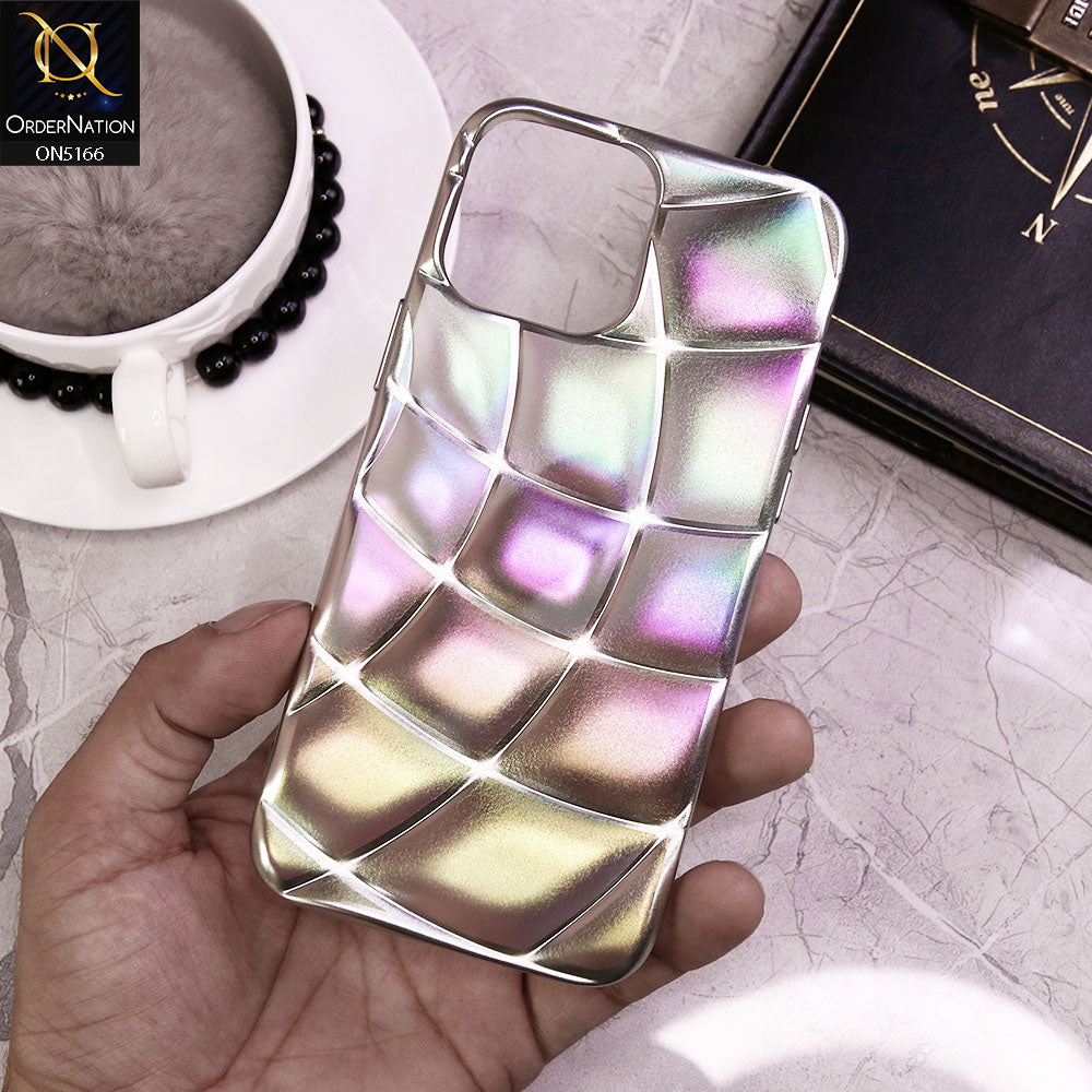 iPhone 13 Pro Max Cover - Silver - 3D Holographic Puffer Style Soft Case