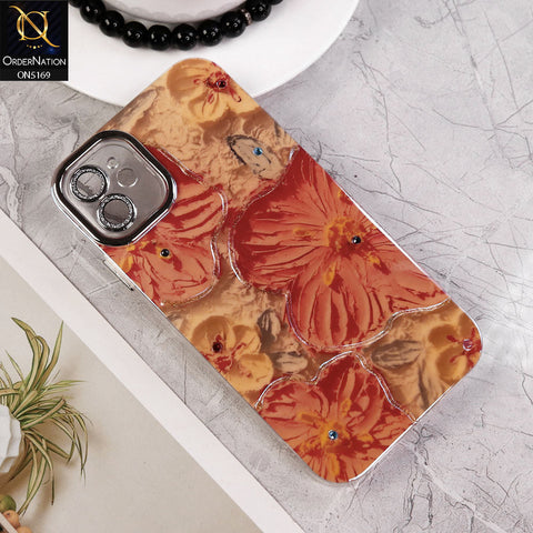 iPhone 11 Cover - Design1 - New Shiny Holographic Floral Design With Stylish Camera Lens Protection Soft Border Case