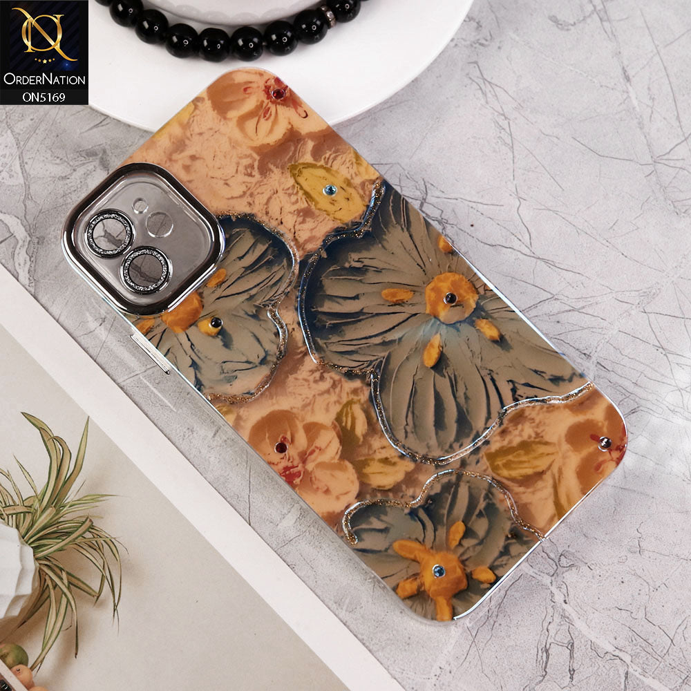 iPhone 11 Cover - Design2 - New Shiny Holographic Floral Design With Stylish Camera Lens Protection Soft Border Case